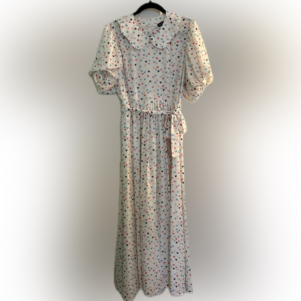 SISTER JANE Rainbow Hearts Midi Dress size L